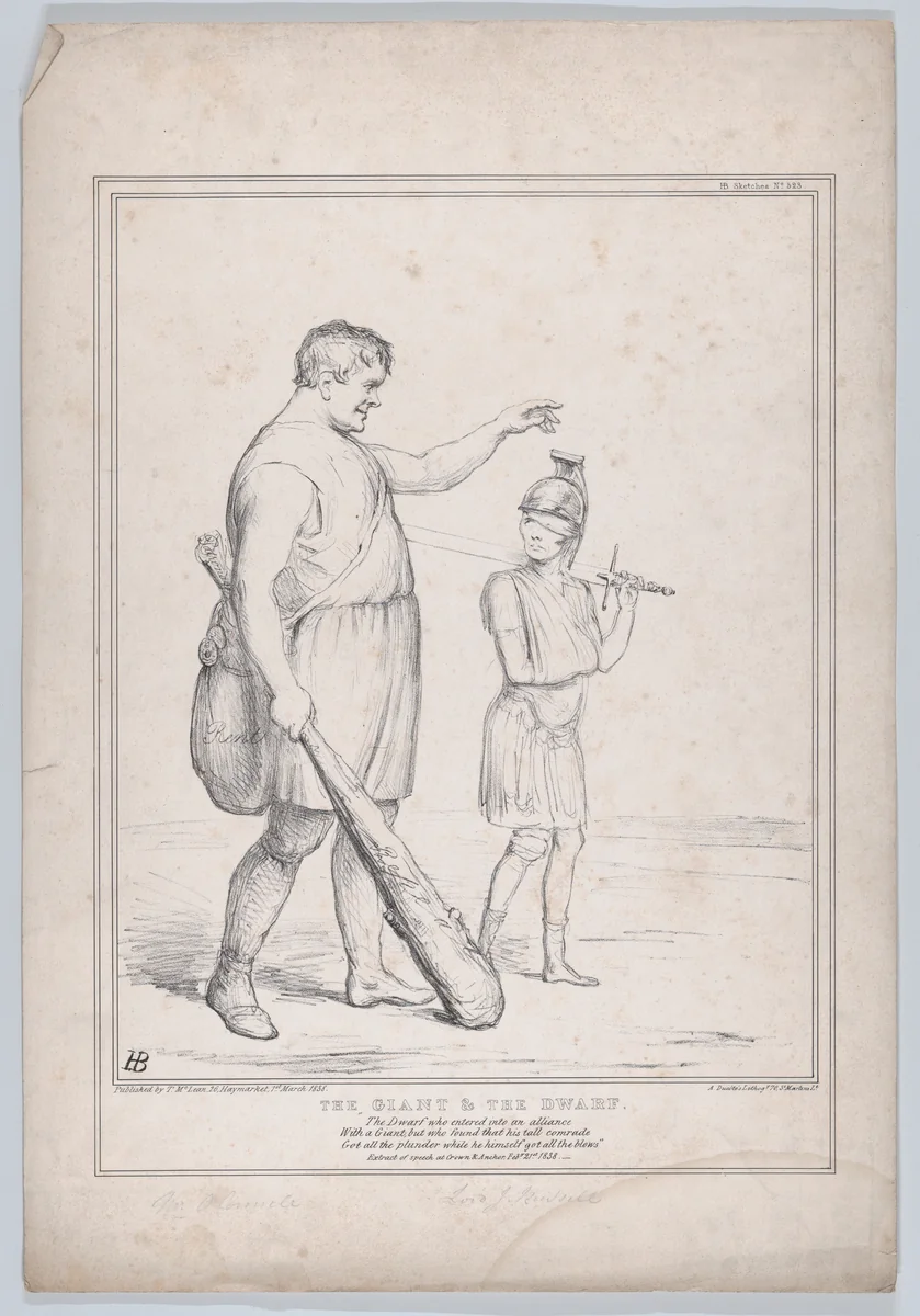 The Giant & the Dwarf by John Doyle, print, 1838