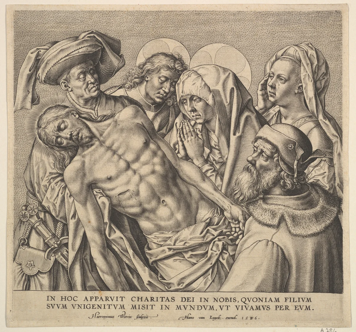 Bearing the Body of Christ by Hieronymus Wierix, print, 1586