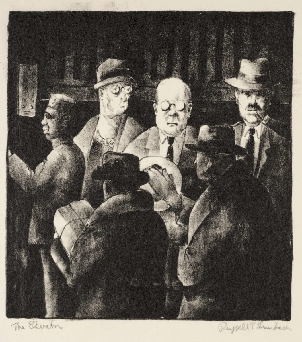 The Elevator by Russell T Limbach, print, 1923-1933