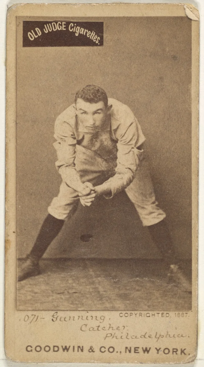 Thomas Francis Gunning, Catcher, Philadelphia, from the Old Judge series (N172) for Old Judge Cigarettes by Goodwin & Company, photograph, 1887