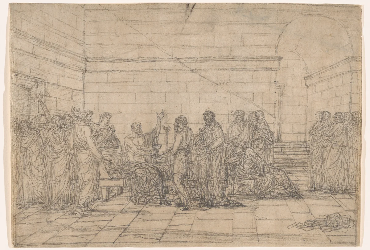 Death of Socrates by Jean Baptiste Joseph Wicar, drawing, 1777-1797