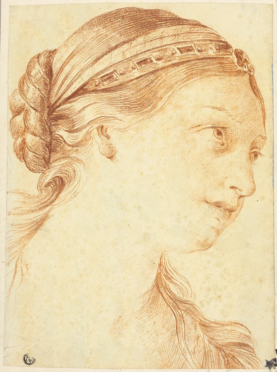 Woman's Head in Three-Quarter Profile to Right by Louis-Marin Bonnet
Guido Reni, drawing, 1756-1793