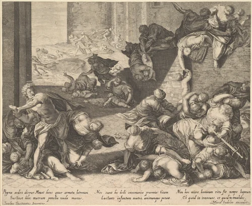 Massacre of the Innocents, reduced and reversed copy by anonymous, print, 1600-1629
