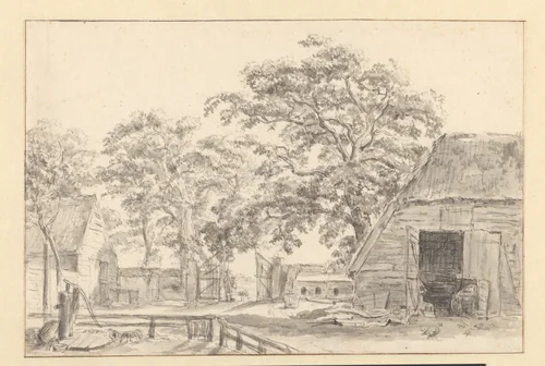 View of a Farmyard by Jan van Kessel, drawing, 1665-1669