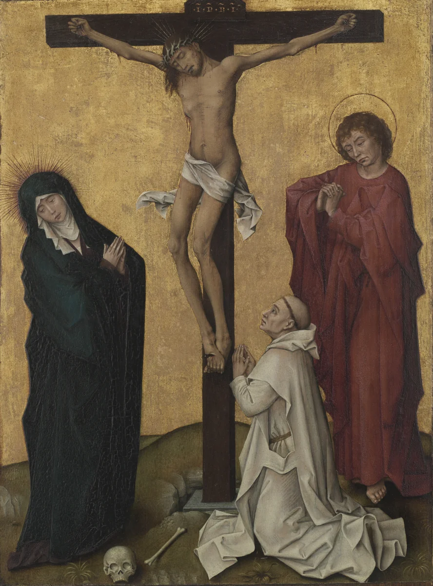 The Crucifixion with a Carthusian Monk by Rogier van der Weyden, painting, 1455-1465
