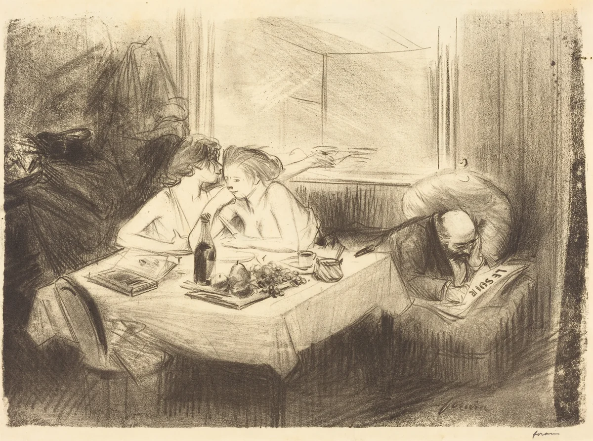 Le cabinet particulier (3e planche) (The Private Room) (third plate) by Jean-Louis Forain, print, 1888-1898