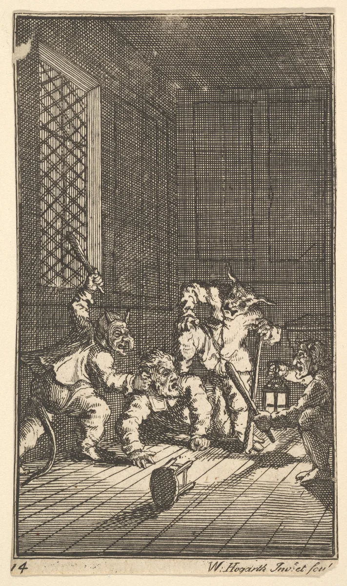 Hudibras Catechized (Seventeen Small Illustrations for Samuel Butler's Hudibras, no. 14) by William Hogarth, print, 1721-1726