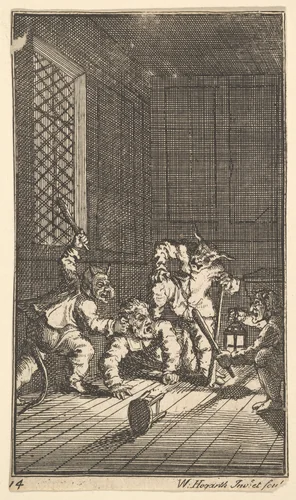 Hudibras Catechized (Seventeen Small Illustrations for Samuel Butler's Hudibras, no. 14) by William Hogarth, print, 1721-1726