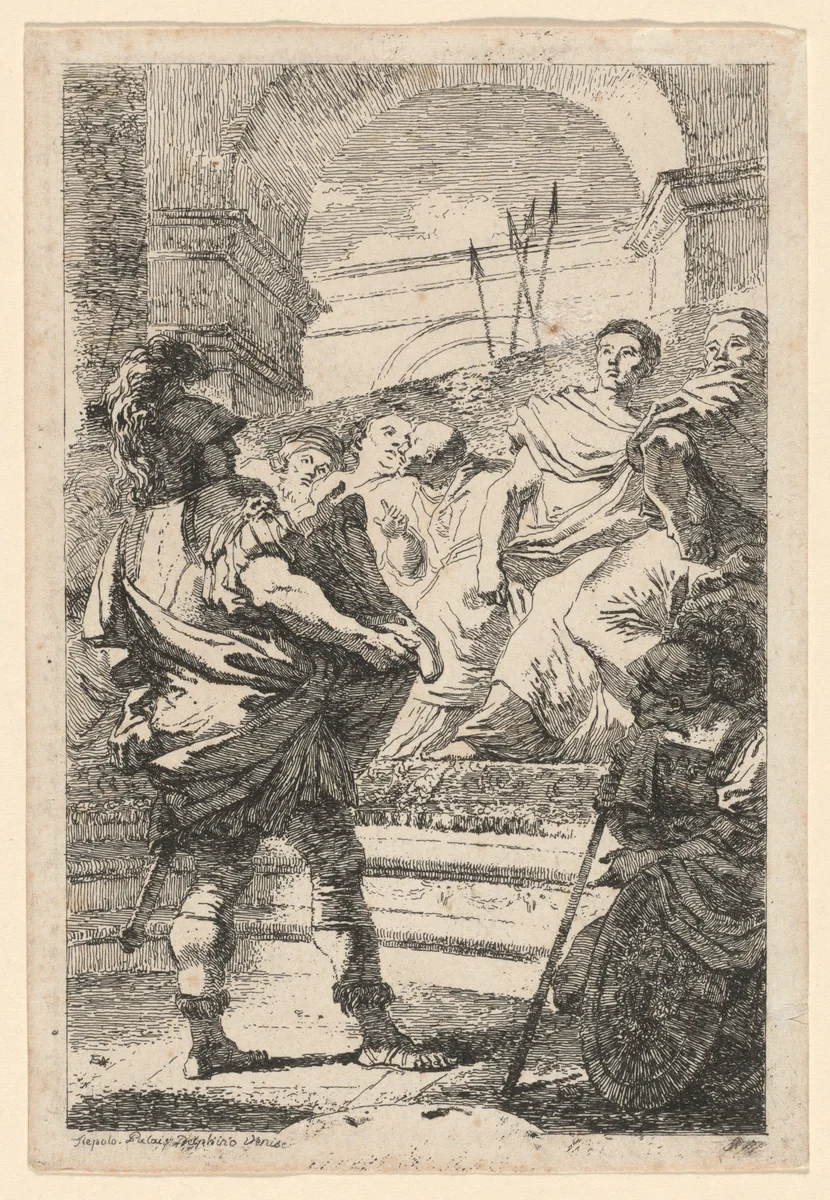 Mucius Scaevola by Jean Honoré Fragonard
Giovanni Battista Tiepolo, print, 1763-1764