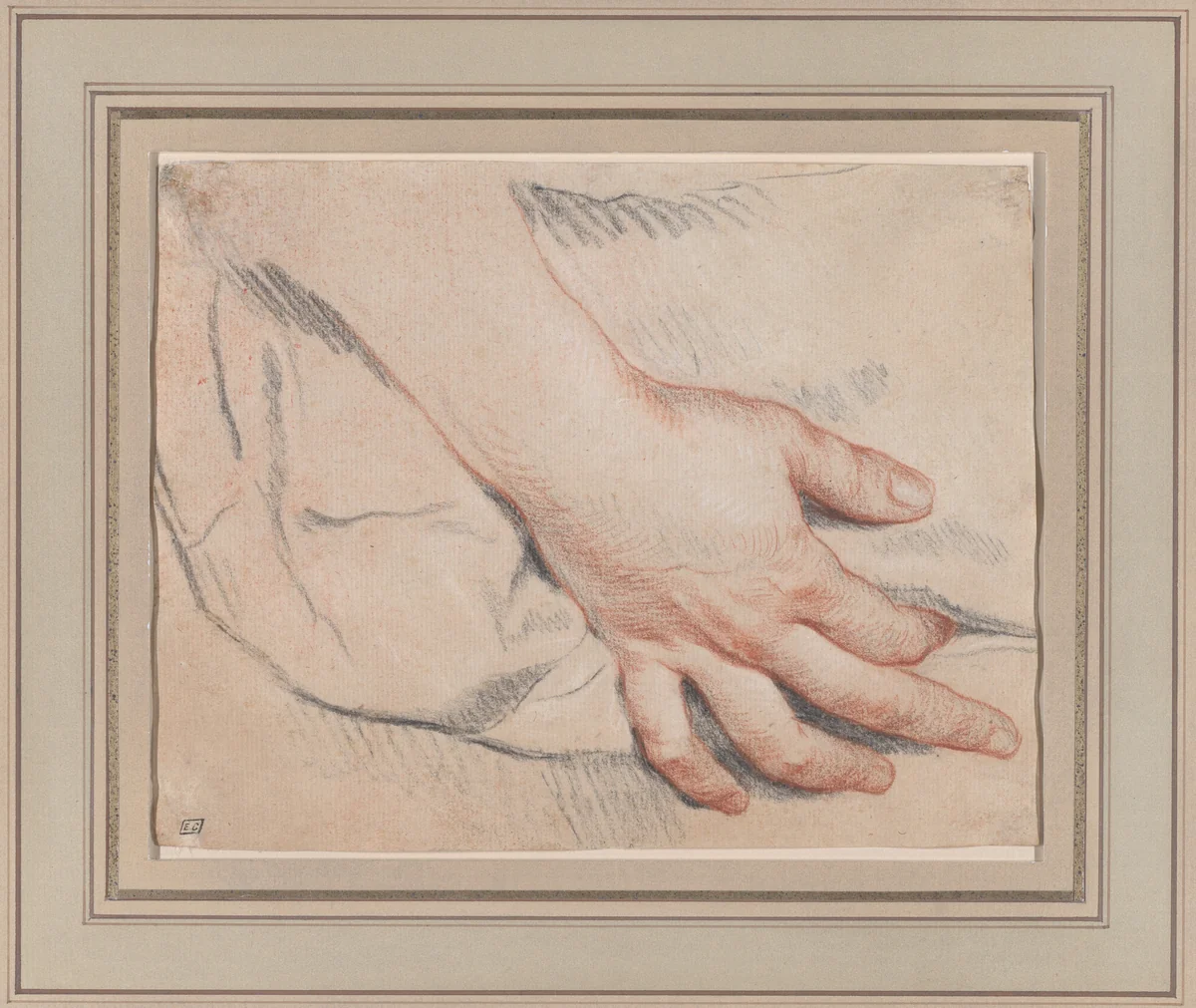 Study of a Hand by Jean-Baptiste Greuze, drawing, 1725-1799