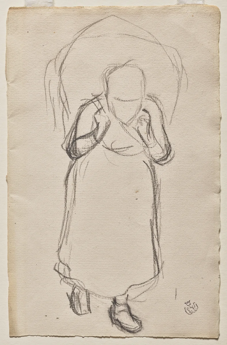 Study for "Seaweed Gatherers, Yport" by Claude-Emile Schuffenecker, drawing, 1883-1893