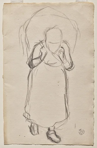 Study for "Seaweed Gatherers, Yport" by Claude-Emile Schuffenecker, drawing, 1883-1893