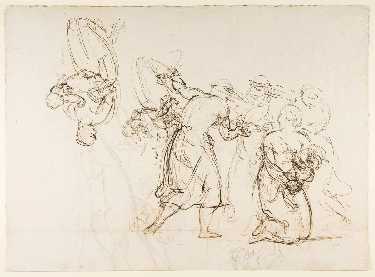 Sketch for the Judgment of Solomon (?); verso: Dancing Mythological Figures by Christian Gottlieb Schick, drawing, 1796-1812