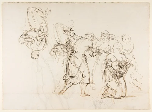 Sketch for the Judgment of Solomon (?); verso: Dancing Mythological Figures by Christian Gottlieb Schick, drawing, 1796-1812