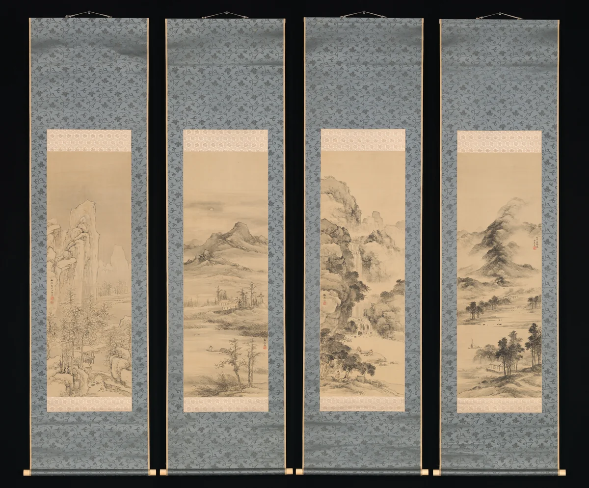 Landscapes of the Four Seasons by Yamamoto Baiitsu (山本梅逸), painting, 1700-1899