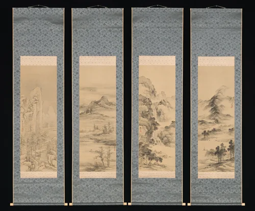 Landscapes of the Four Seasons by Yamamoto Baiitsu (山本梅逸), painting, 1700-1899
