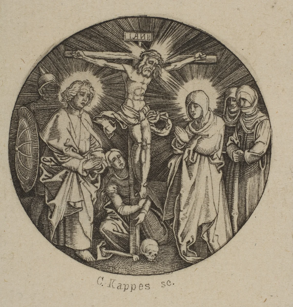 The Crucifixion (Round) (copy) by Carl Kappes, print, 1847