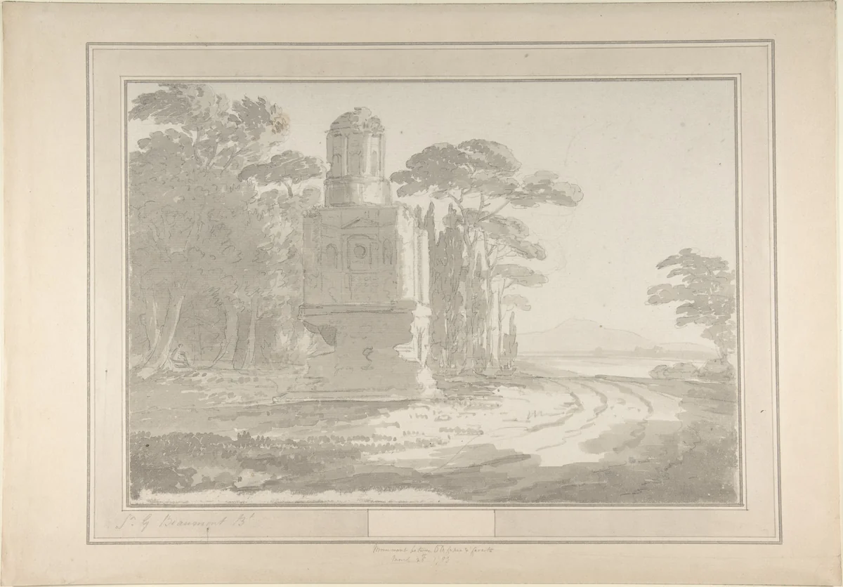 Italian Landscape with a Tomb by Sir George Howland Beaumont, drawing, 1783