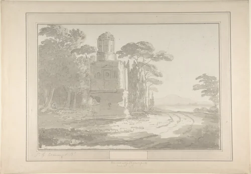 Italian Landscape with a Tomb by Sir George Howland Beaumont, drawing, 1783