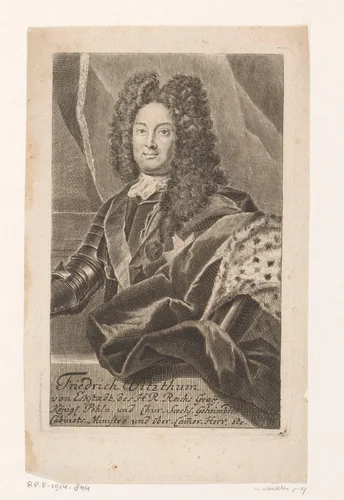 Portret van Friedrich Vitzthum von Eckstadt by Martin Bernigeroth, print, 1711-1733