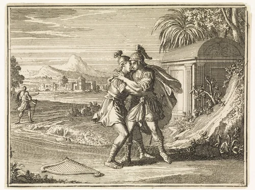 Afscheid van David en Jonathan by Caspar Luyken, print, 1712