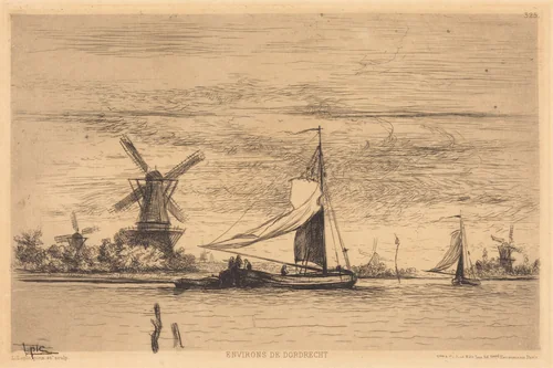 Environs de Dordrecht by Vicomte Ludovic Lepic, print, 1870