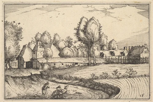 Road along a Field, plate 16 from "Regiunculae et Villae Aliquot Ducatus Brabantiae" by Claes Jansz Visscher, print, 1605-1615