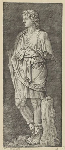 Antiek beeld van geklede man by Unknown, print, 1498-1532
