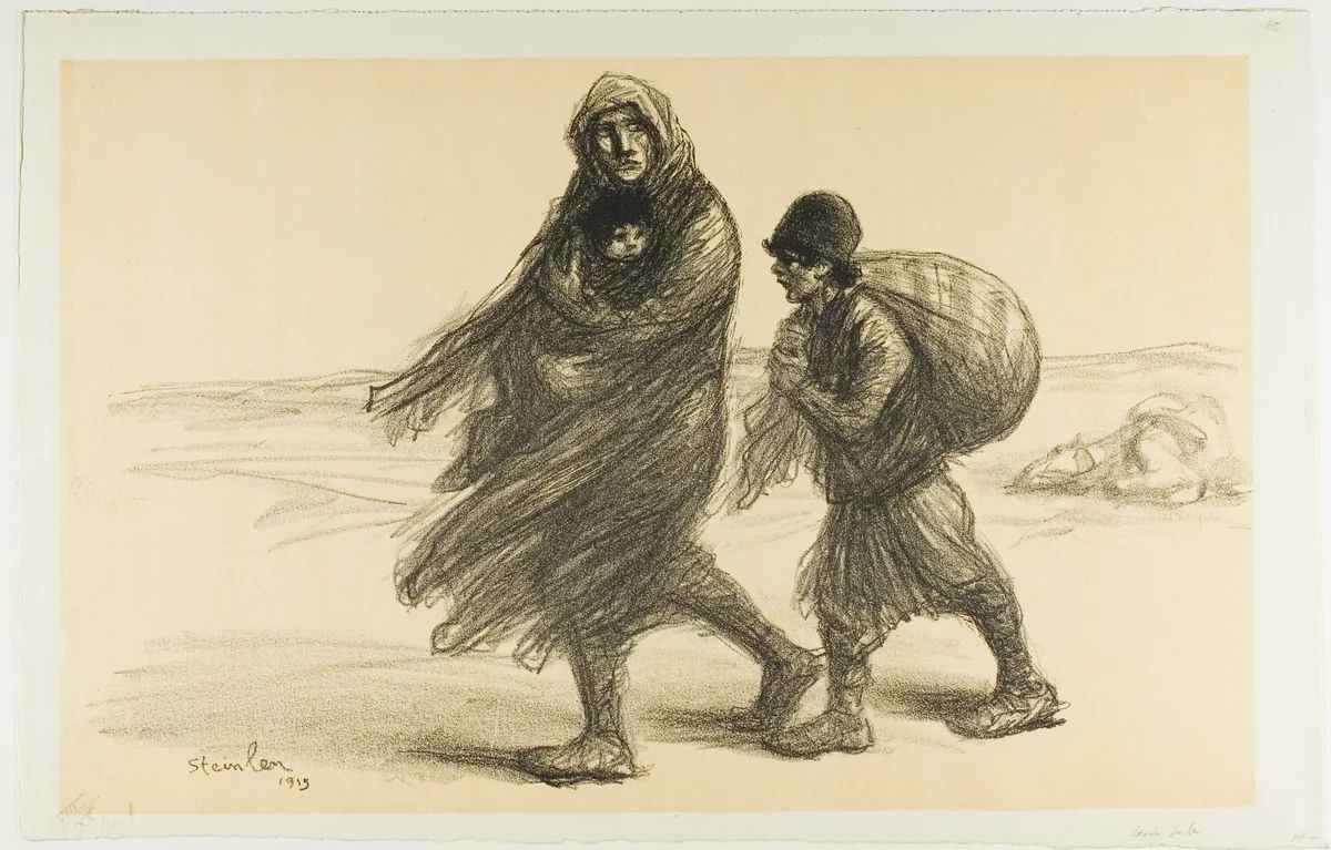 Serbian Exodus, plate twenty-one from Actualités by Théophile Alexandre Steinlen, print, 1915