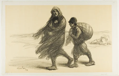 Serbian Exodus, plate twenty-one from Actualités by Théophile Alexandre Steinlen, print, 1915