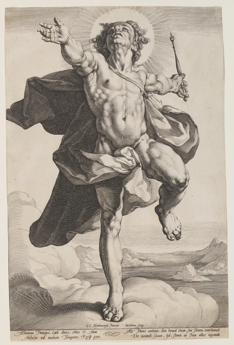 Apollo in the Clouds by Jacob Matham, print, 1600