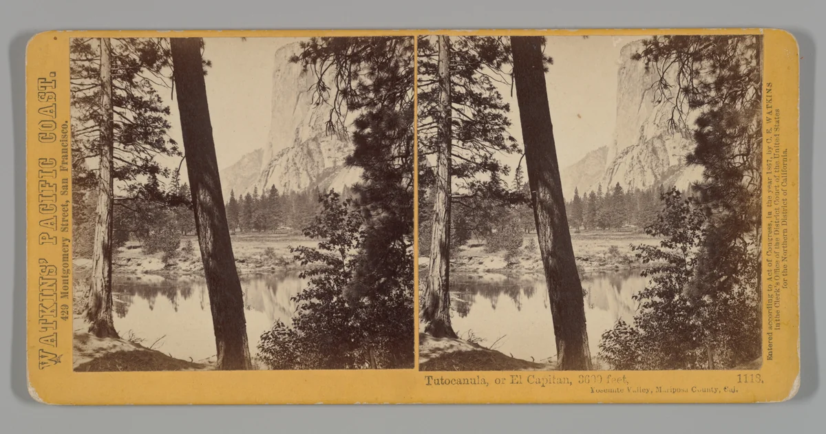 Tutocanula, or El Capitan, 3600 feet, Yosemite Valley, Mariposa County, California by Carleton E. Watkins, photograph, 1865-1866