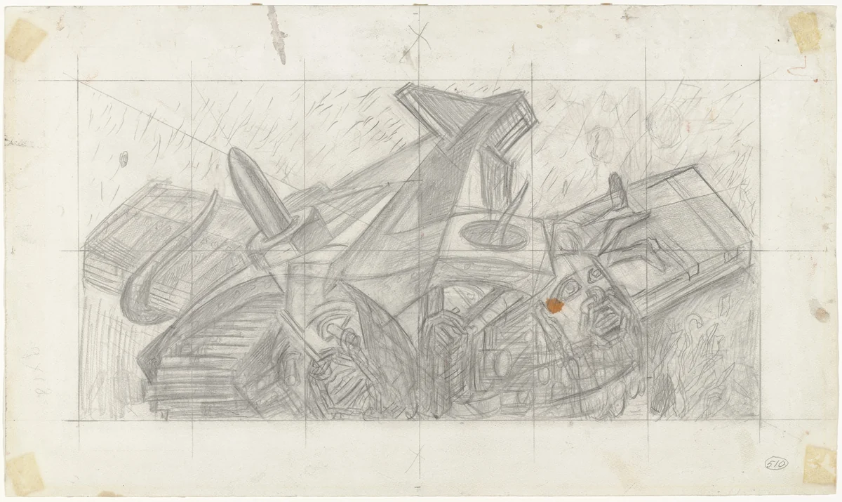 Study for Dive Bomber and Tank by José Clemente Orozco, drawing, 1940