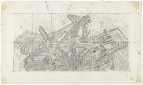 Study for Dive Bomber and Tank by José Clemente Orozco, drawing, 1940