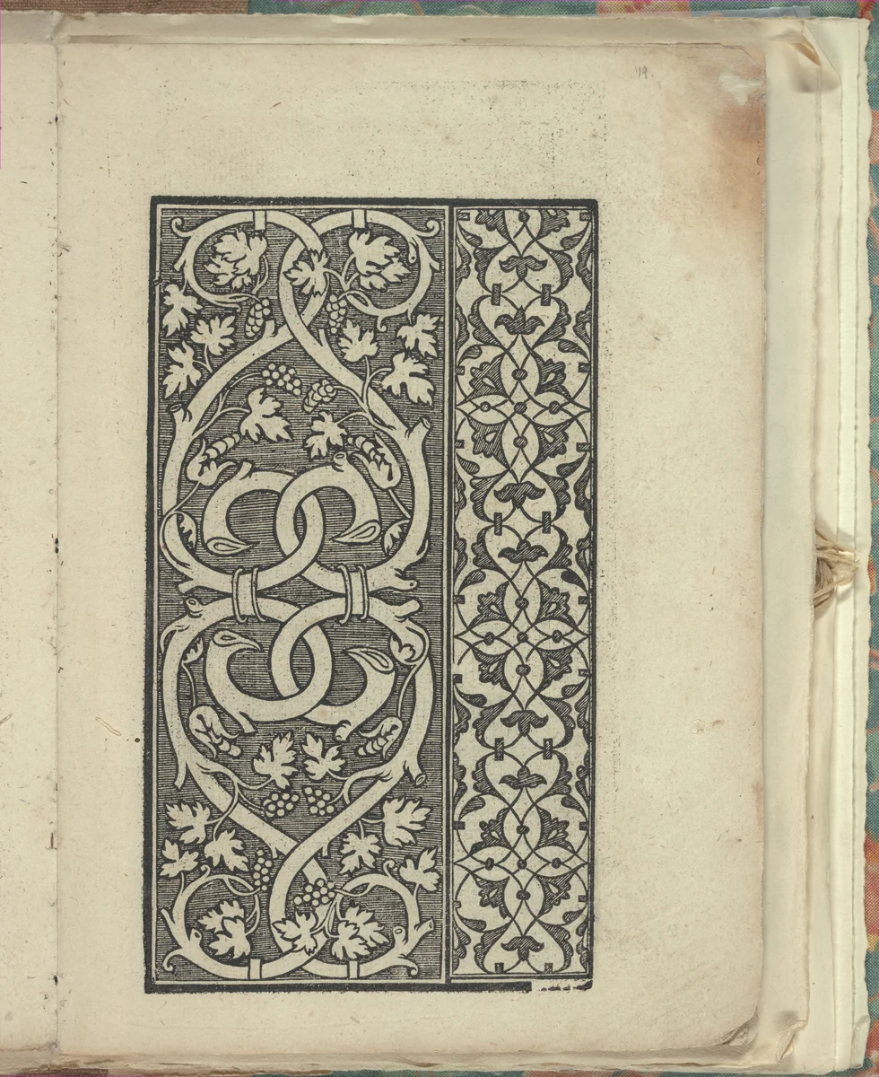 Opera Nova Universali intitulata Corona di racammi, page 19 (recto) by Giovanni Andrea Vavassore, book, 1530