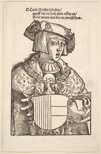 Portrait of Charles V by Hans Baldung, print, 1500-1545