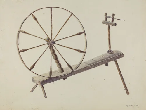 Spinning Wheel by Maud M Holme, index of american design, 1938