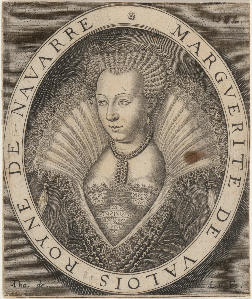 Marguerite de Valois, Wife of Henry of Navarre by Thomas de Leu, print, 1560-1620