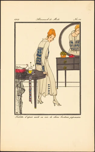 Toilette d'après midi en soie de chine broderie japonaise by French 20th Century, print, 1919