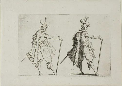 The Gentleman with a Large Cane, from The Caprices by Jacques Callot, print, 1617-1627