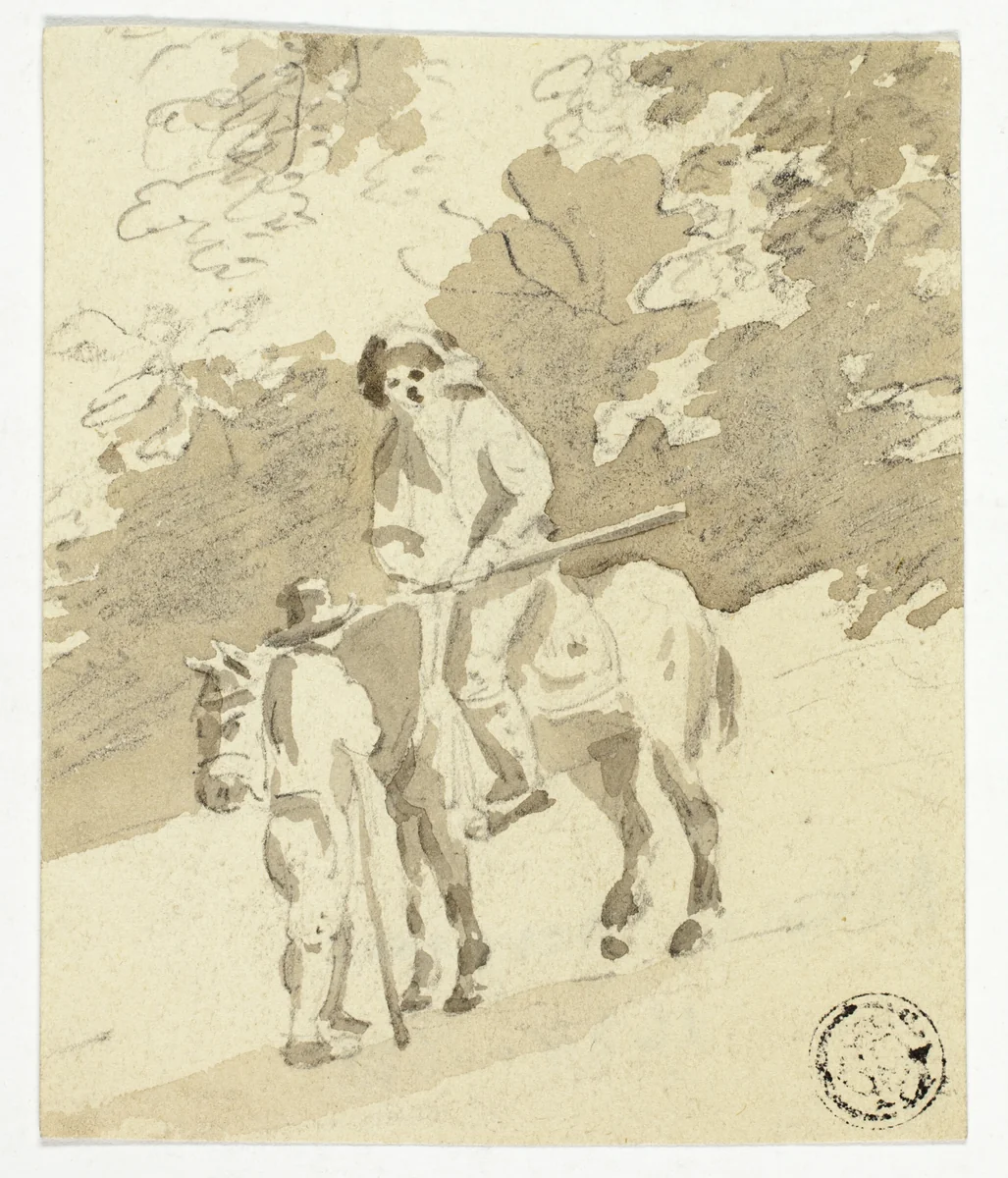 Man on Horse Talking with Man on Foot by Nicolaes Pietersz Berchem, drawing, 1640-1683
