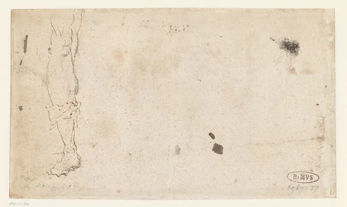 Schets van een been tot even boven de knie by anonymous, drawing, 1590-1599