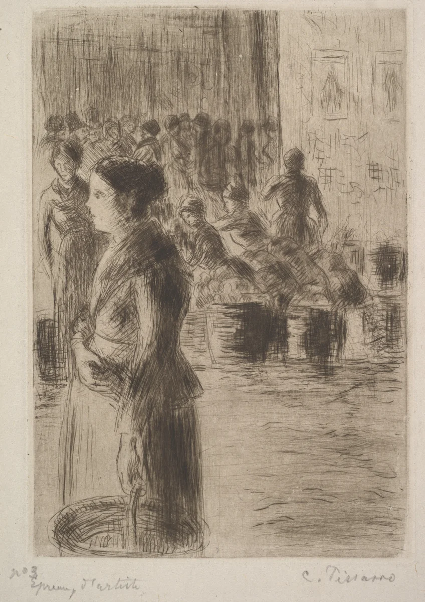 The Maid at the Market by Camille Pissarro, print, 1888