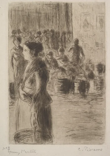 The Maid at the Market by Camille Pissarro, print, 1888