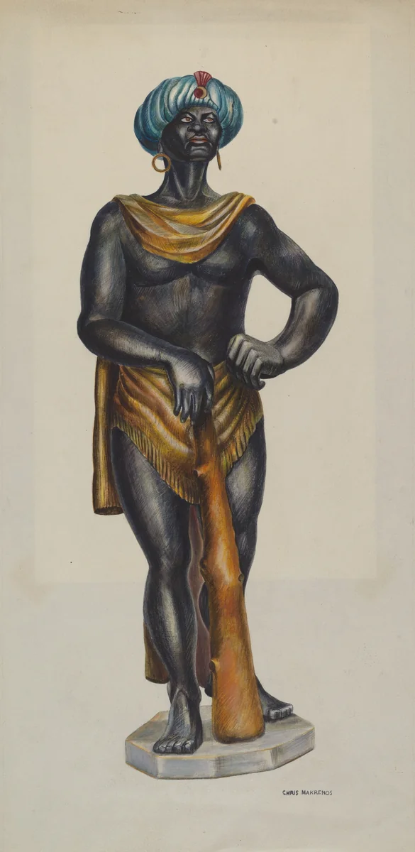 Slave Advertising Figure by Chris Makrenos, index of american design, 1941