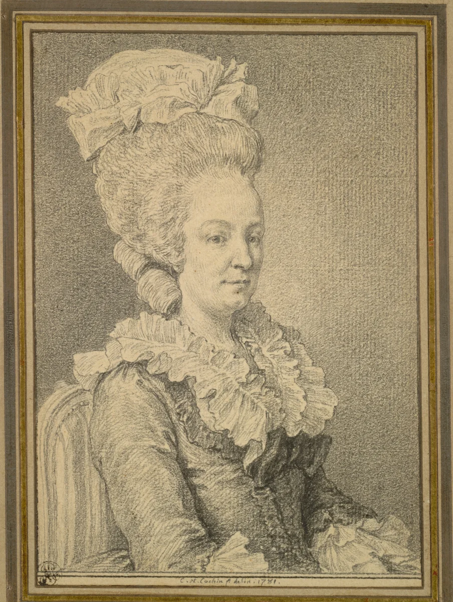 Half-length Portrait of a Seated Woman by Charles Nicolas Cochin, drawing, 1781