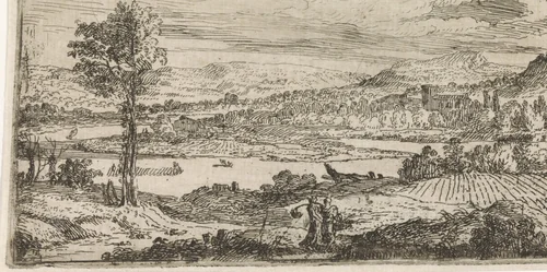 Landschap met rivier by Abraham Genoels, print, 1650-1723