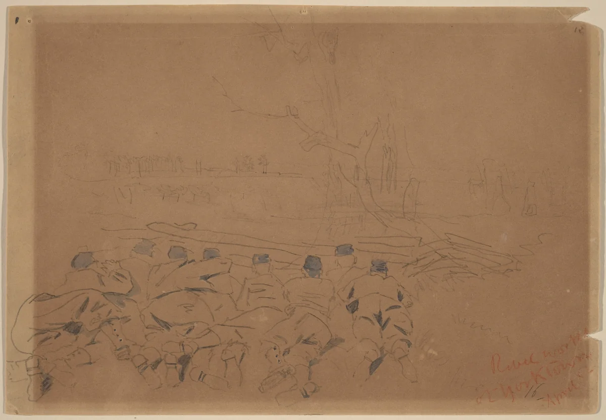 Rebel Works at Yorktown by Winslow Homer, drawing, 1862