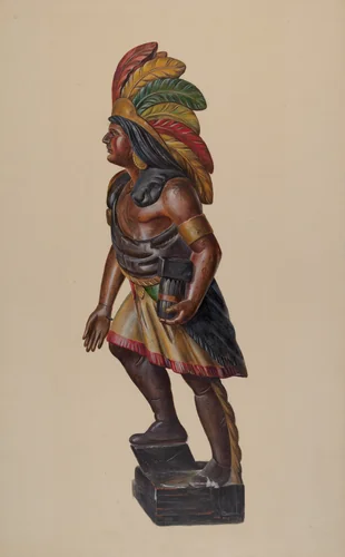 Cigar Store Indian by Walter Hochstrasser, index of american design, 1937