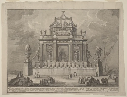 The Seconda Macchina for the Chinea of 1773: The Preparation of Theriac in Venice by Giuseppe Vasi, print, 1773